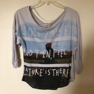 Zara 3/4 sleeve graphic tee